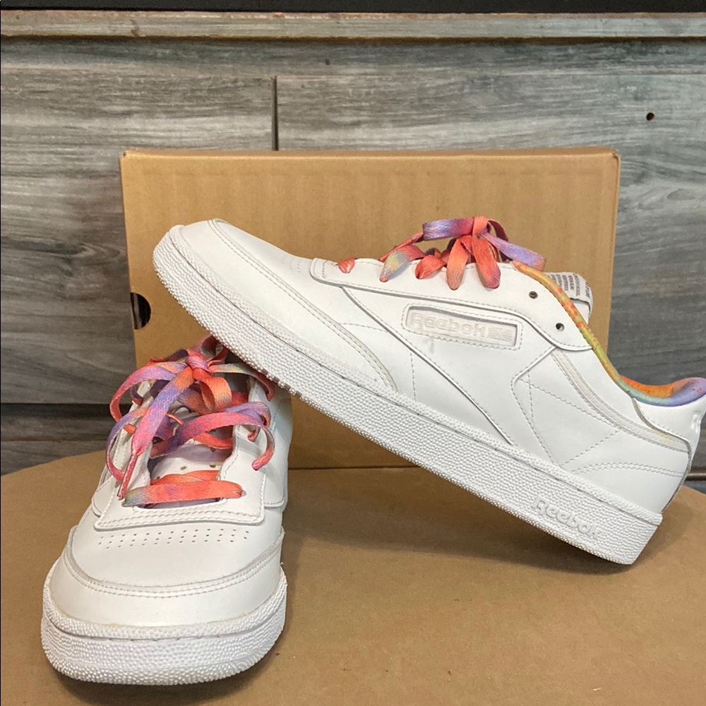 Reebok club c 85 Gay Pride White and Pink Sneakers